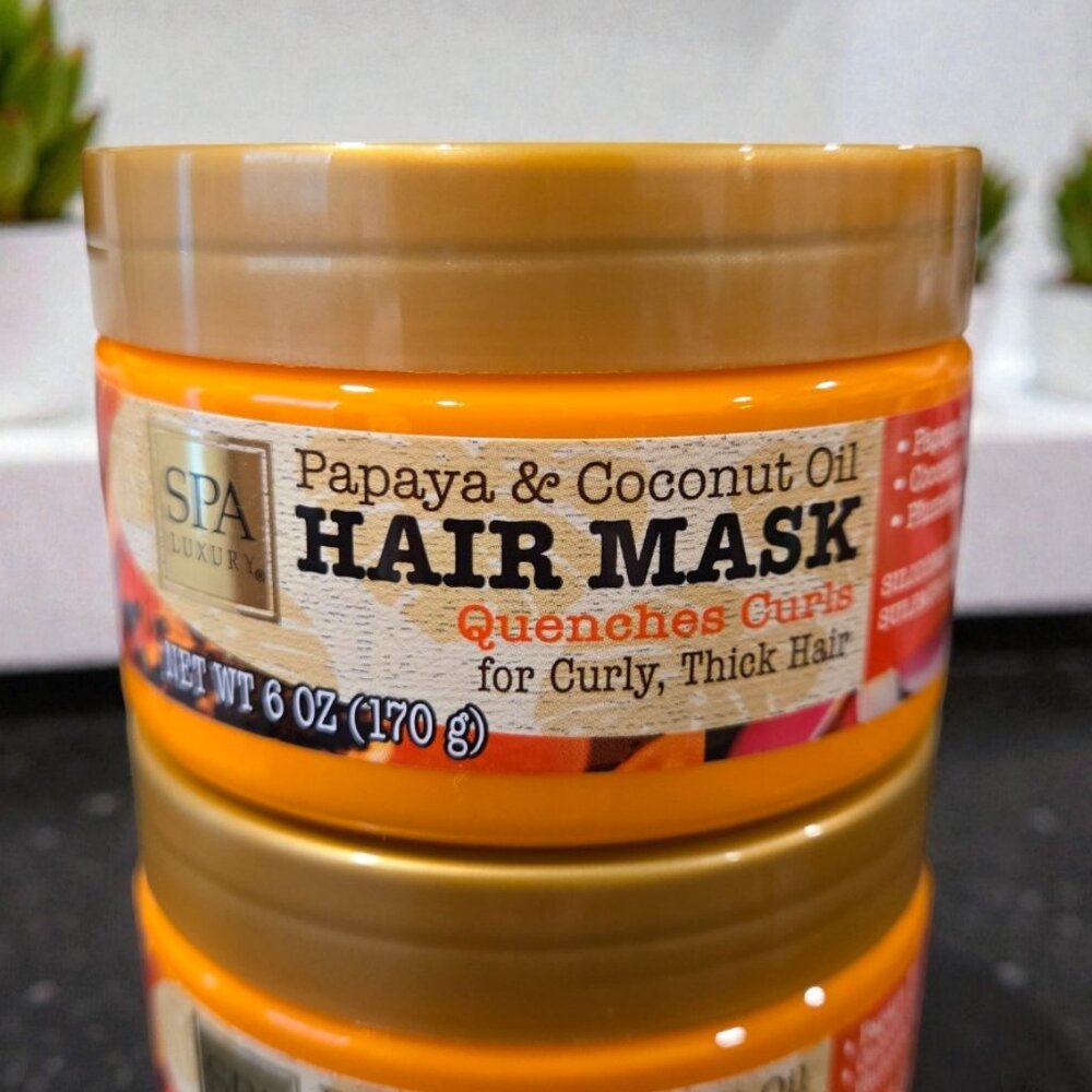 Spa Luxury Papaya & Coconut Oil Hair Mask 6 oz Curly Thick Hair Deep Conditioner